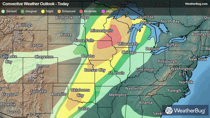 Severe Storm Risk Increases Across The Midwest, Plains | WeatherBug ...