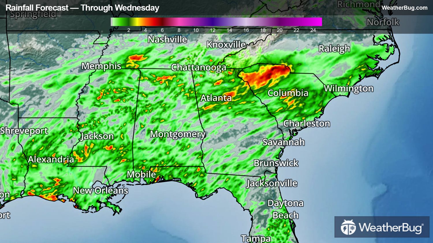 Training Storms Deluge the South, Southeast | WeatherBug | WeatherBug