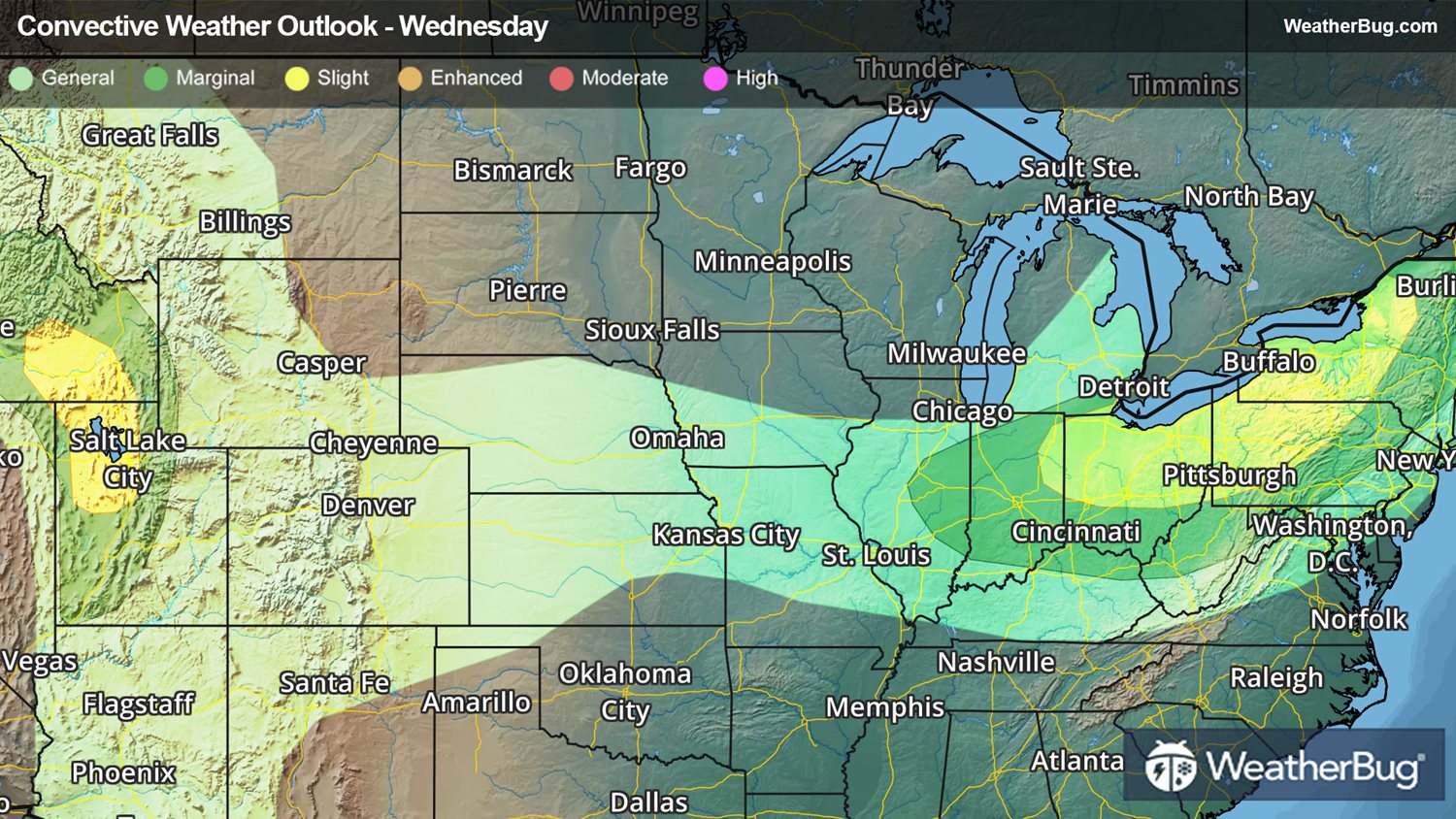 Severe Weather Aims for Lower Great Lakes & Great Basin | WeatherBug ...