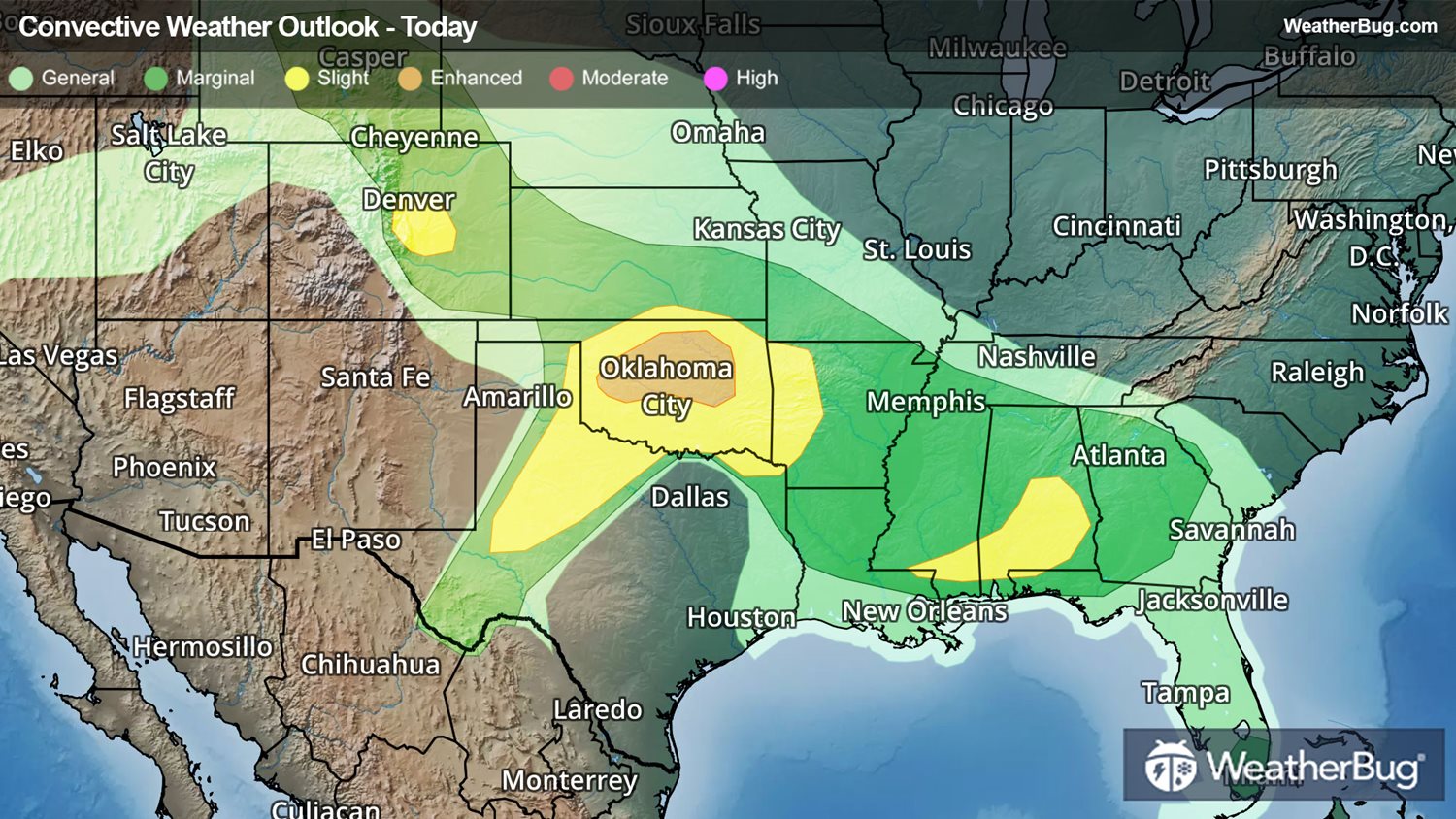 Big Thunderstorms Target S. Plains to the Southeast | WeatherBug ...