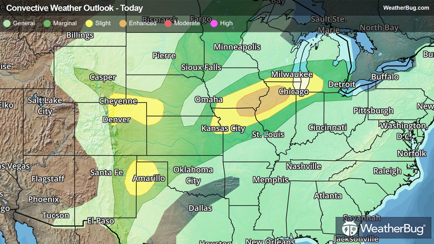 Gusty Thunderstorms Target the Great Lakes, Midwest | WeatherBug ...