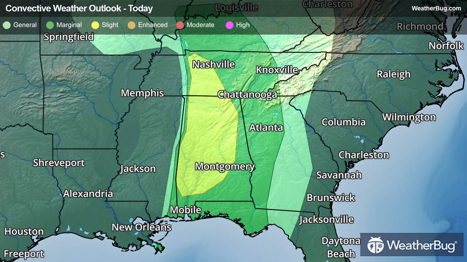 Dangerous Storms Threaten Tennessee Valley, Deep South | WeatherBug ...